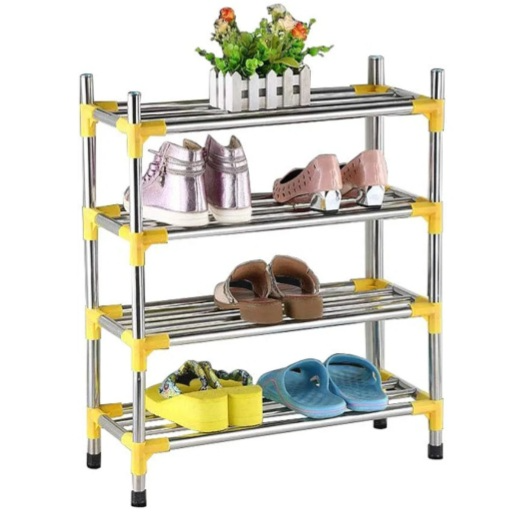 Shoe Rack Metal Stainless Steel Shelf Footwear Shoe Rack Living Room Space Saving Shoes Organizer Stand Holder