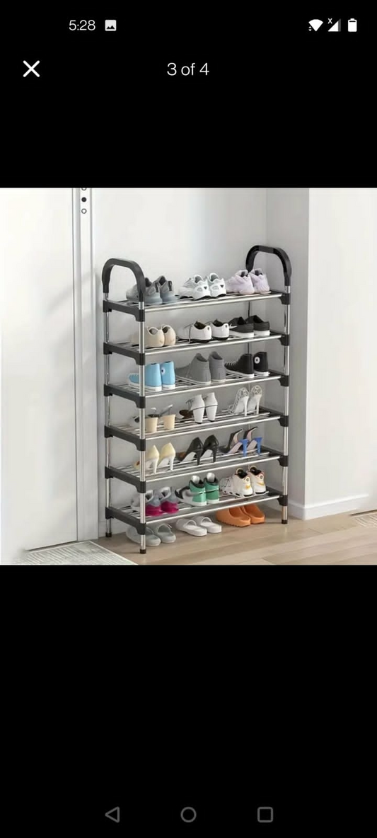 Stylish & Durable 6-Layer Metal & Plastic Shoe Rack for Home & Office - Multipurpose Shoe Rack