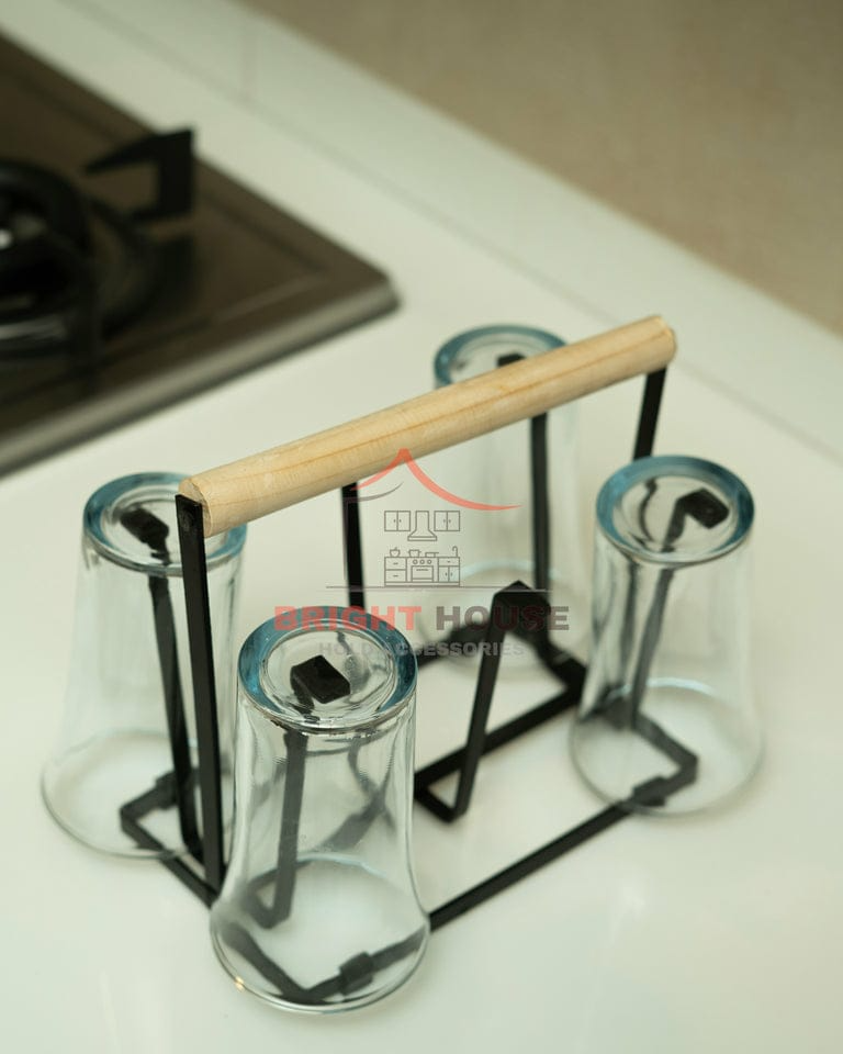 Iron Coffee Mug Rack with 6 Hooks Space-Saving Stainless Steel Cup Stand Kitchen Glass Organizer