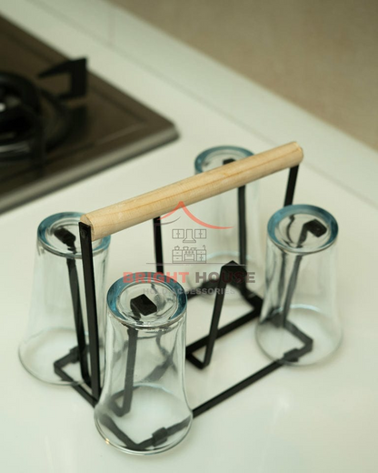 Iron Coffee Mug Rack with 6 Hooks Space-Saving Stainless Steel Cup Stand Kitchen Glass Organizer
