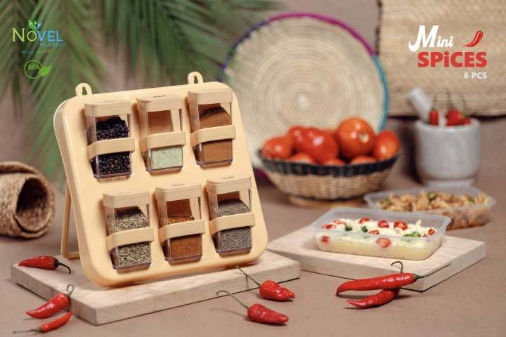 Novel 6/4/3 in 1 Mini Crystal Spice Jars With Stand - Multipurpose Box Masala Box - Spice racks - Kitchen Storage & Accessories