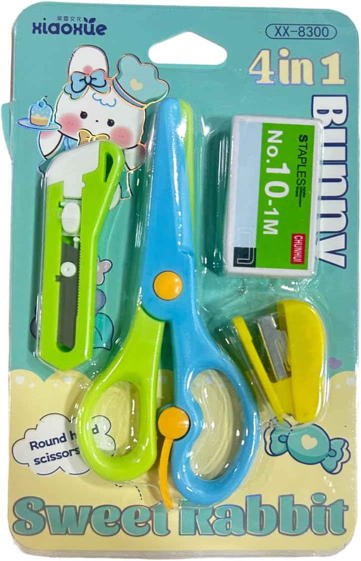 Cartoon Stationery Set, Stapler with Scissor, 400 Staples, Mini Size