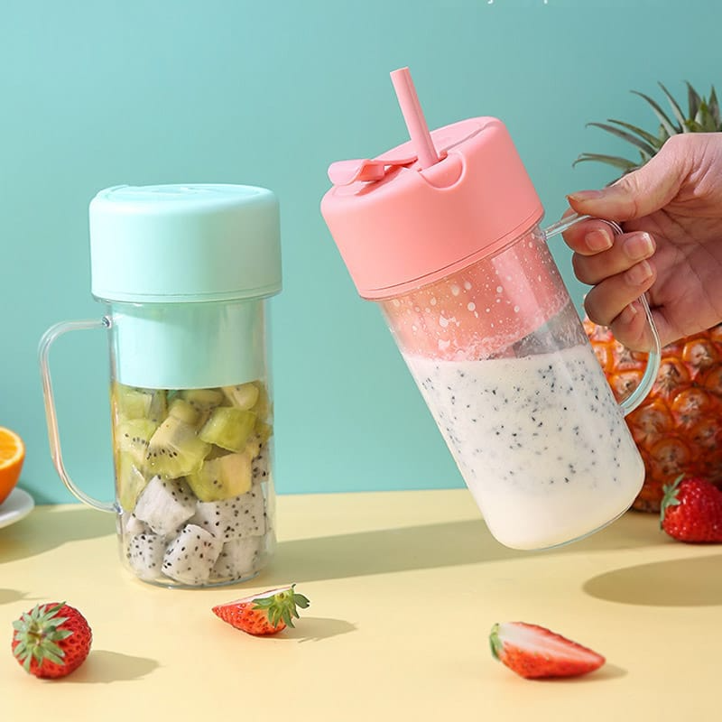 Mini Portable Blender 420ml Juicer Glass With Straw Electric Multi-Functional Smoothie Blender Ice Crush Cup Kitchen Tool