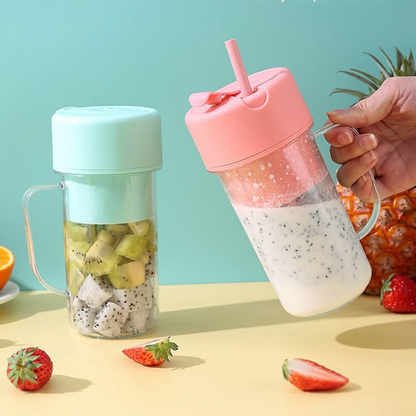 Mini Portable Blender 420ml Juicer Glass With Straw Electric Multi-Functional Smoothie Blender Ice Crush Cup Kitchen Tool