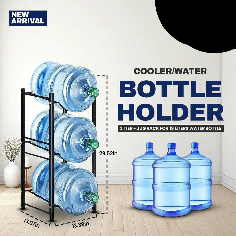 3-Tier Water Bottle Holder Storage Rack Designed for home, office, kitchen, pantry, or garage, this sturdy and space-saving storage solution