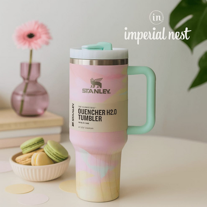 Stanley-QuencherH2.0 Flowstate Stainless Steel 40 OZ Vacuum Insulated Cup, Tumbler, Mug with Lid -Stainless Steel - For Hot and Cold Both Car Mug Travel Cup Insulated, Travel Partner - Best Gift - Coffee Mug - Gym Bottle - Hot & Cold - [PREMIUM BATCH ]💥