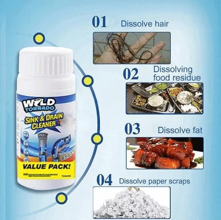 Kitchen Sink Toilet Drain Cleaner Block Unblock Powder Pipeline Clean Unblocker