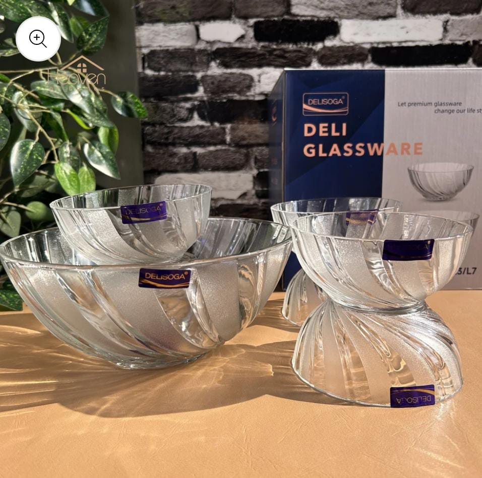 Orange Stylish Clear Glass Bowl Set/ Firni set/ Soup set 07 Pieces