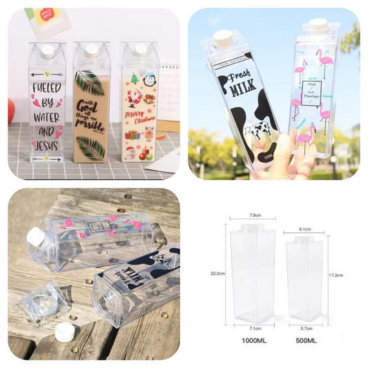 Transparent Milk Bottle, Portable Clear Plastic Juice Thermos, Acrylic Detox Water Bottle Share Tweet