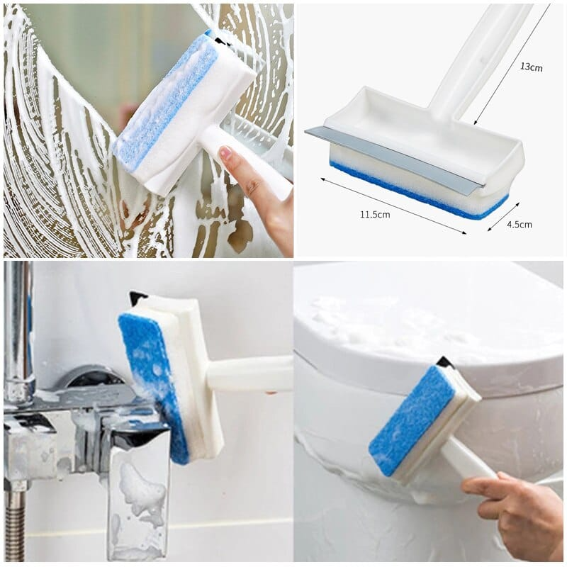 Dual-purpose Window Glass Cleaning Brush Glass Sponge Cleaner With Rubber Scraping Head for Kitchen And Bathroom Glass or Mirror Cleaning Brush Hot Sale