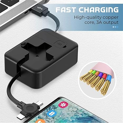 3 in 1 Retractable Triple Charging Box  Random Colours