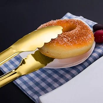 Gold Serving Tongs Buffet Tongs Serving Utensils Heat Resistant Salad Tongs Stainless Steel Gold Plated Tongs Kitchen Food Mental Tongs for Cooking Barbecue Toast Steak Frying Baking.  Size : 24*5 cm