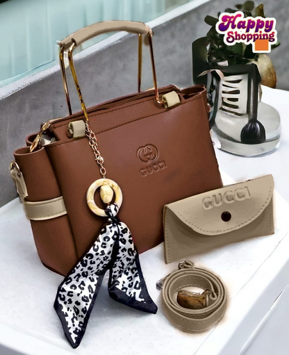 Chic Women's Multicolor PU Leather Shoulder Bag - 2 Pcs Set