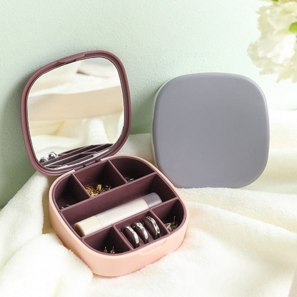 Small Travel Jewelry Case Mini Travel Jewelry Organizer Portal Travel Jewelry Box Travel Jewelry Storage Small Earring Ring Necklace Case Organizer Box for Women Kids with Mirror