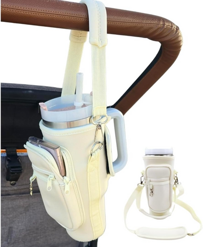 Stanley Tumbler Holder  with Detachable Phone Pouch, Durable Leather Pouch