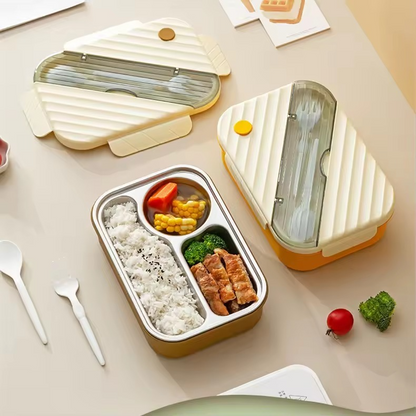3 Compartment Stainless Steel Double Layer Lunchbox