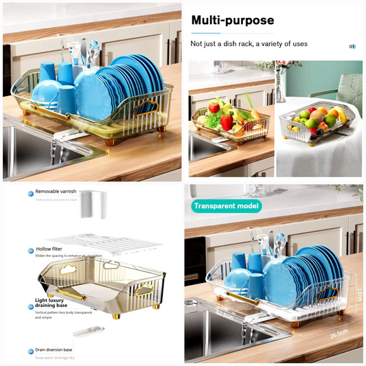 Acrylic Kitchen Dish Draining Storage Rack