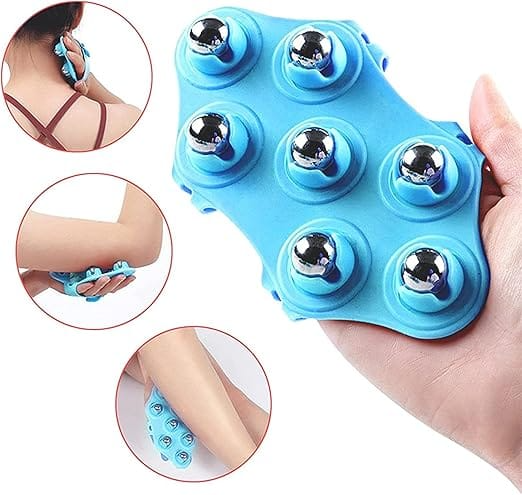 Abdominal Fat Reducing Massage Roller Therapy Body Massager with Seven Brushes Beads Muscle Adipometer H6S5
