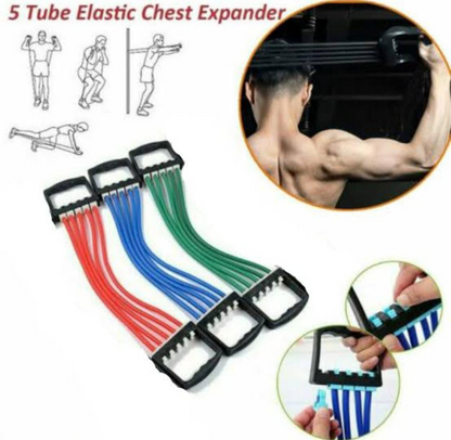 Adjustable Chest Expander 5 Ropes Resistance Exercise System Bands Strength Trainer for Home Gym Muscle Training Exerciser