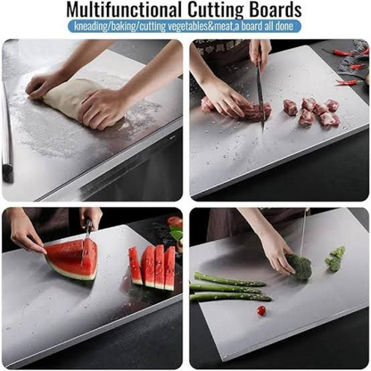 Stainless Steel Cutting Board - Multipurpose  Kitchen Chopping Board - Non-Slip Steel Board for Vegetable, Fruit and Roti