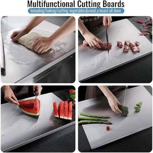 Stainless Steel Cutting Board - Multipurpose  Kitchen Chopping Board - Non-Slip Steel Board for Vegetable, Fruit and Roti