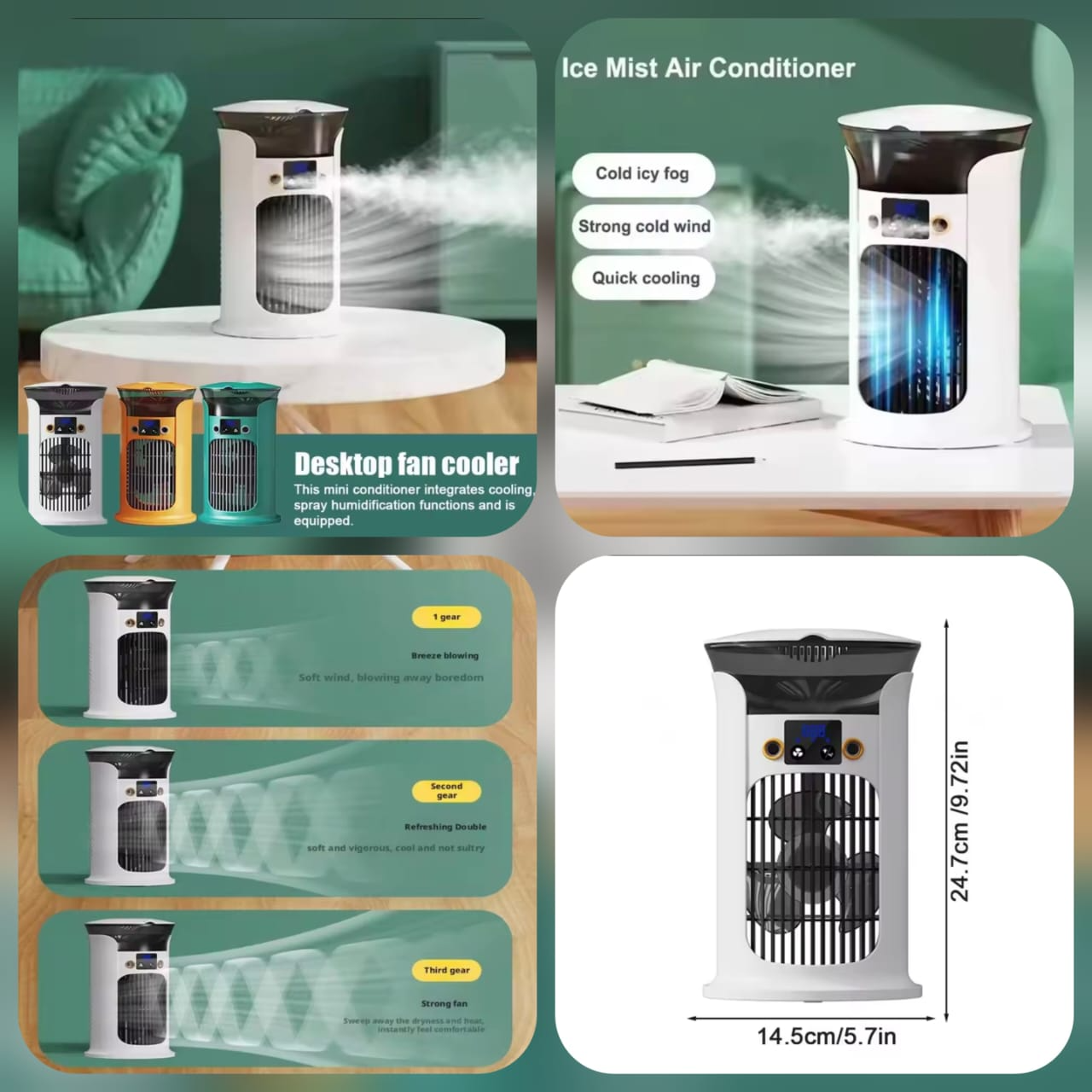 Small Portable Air Fan | Desktop Wind Blowing Device,Quiet Smart USB Air Fan for Bedroom Living Room Living Room Garage RV Tent Camping Outdoor Indoor with LED