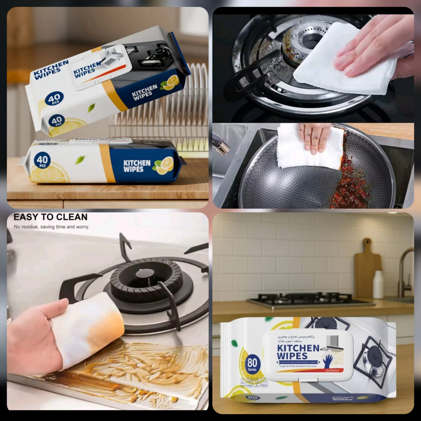 Kitchen Cleaning Wet Wipes, Cleaning Wet Wipes For Kitchen, Oven, Powerful Cleaning & Strong Oil Removal Safe on Skin_