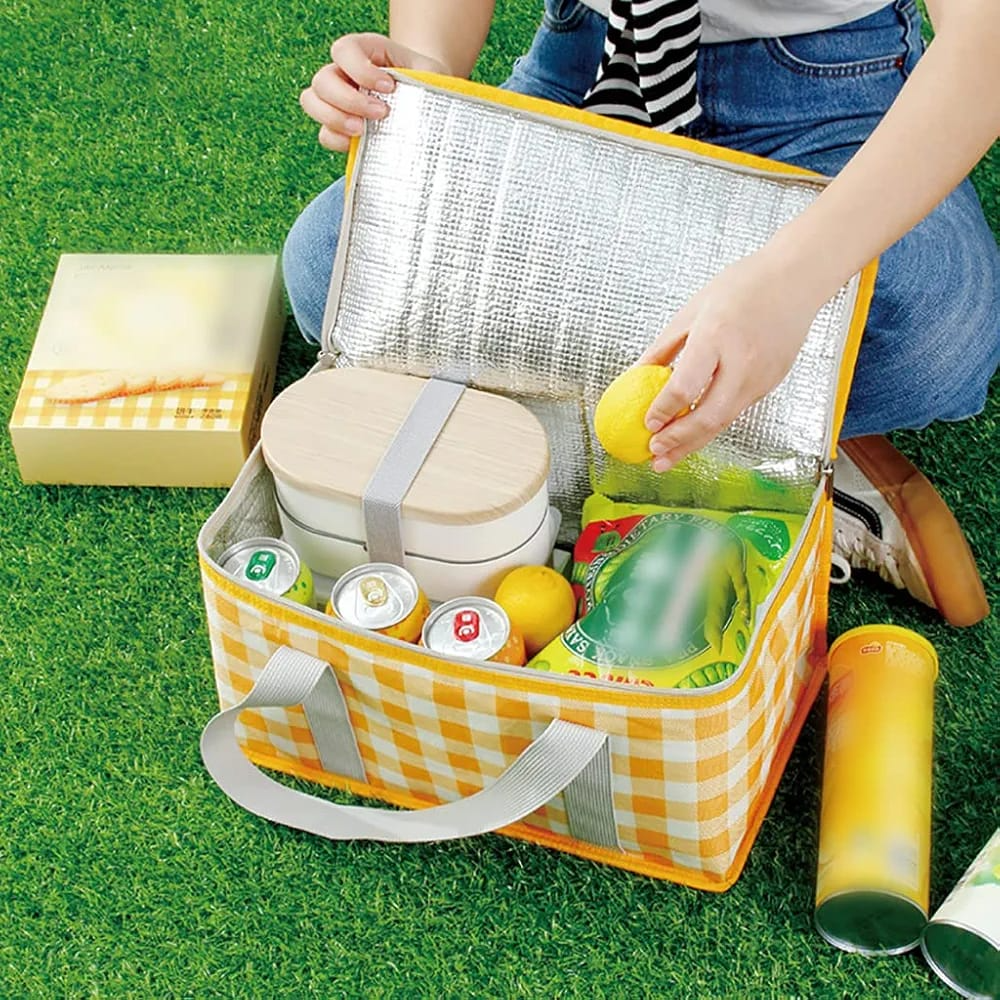 Outdoor Picnic Bag Thickened Aluminum Film Folding Picnic Basket Portable Lunch Bag Camping Moisture-Proof Picnic Mat