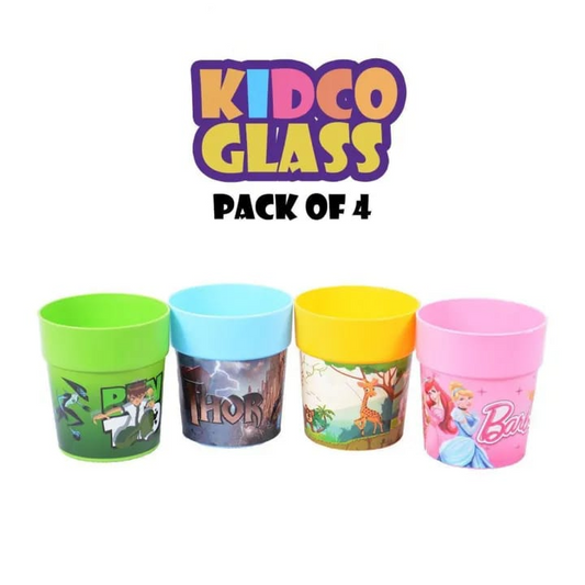 Pack of 4 PC's Beautiful characters water glasses reusable plastic glass