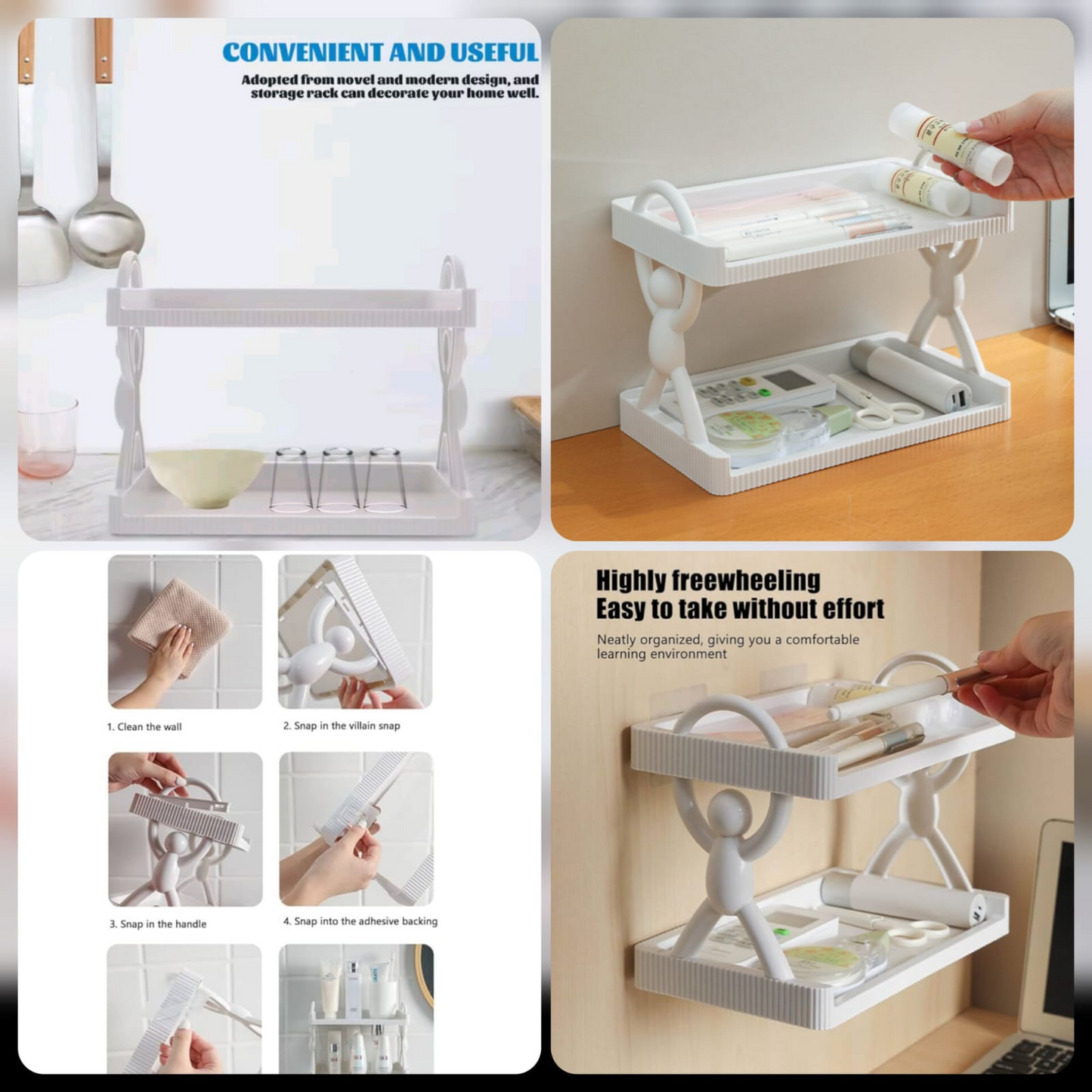 Multi Layer Multipurpose Simple Style Wall Mounted Shelf Space Saving For Kitchen/Bathroom