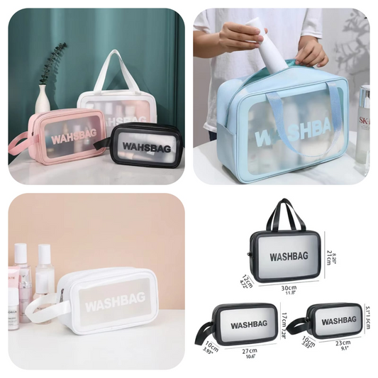 Single Zip Cosmetic Makeup Pouch( PACK OF 3)