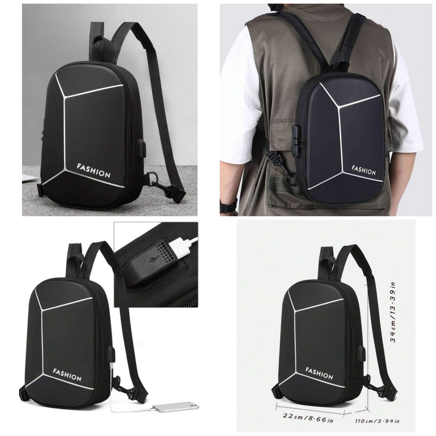 Multi-Function Crossbody & Backpack  | Waterproof, Anti-Theft Lock, USB Charging Port, Large Capacity Travel & Daily Bag