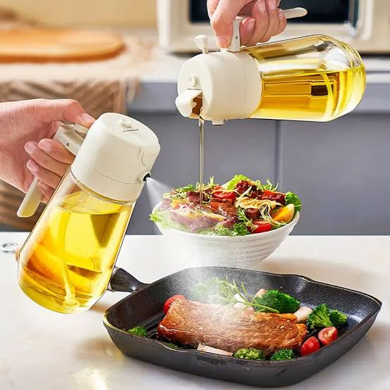 450ML Olive Oil Sprayer Dispenser For Cooking BBQ 2 in 1 Glass Oil Vinegar Soy Sauce Spray Kitchen Oil Bottle For Air Fryer
