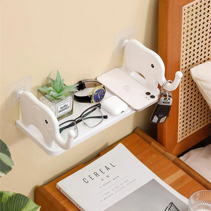 Multifunctional Elephant Shaped Storage Shelf, Cute and Convenient Elephant Storage Solution - Mini White Shelf for Kitchen, Study,Bathroom