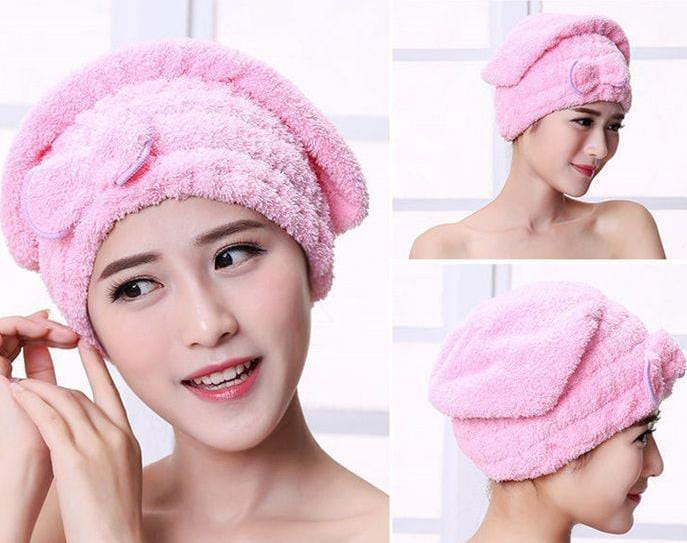 Microfiber Hair Drying Towels Fast Drying Shower Cap Ultra Absorbent Hair Turban Head Wrap with Bow Knot Plopping Towel for Women for Curly Long Thick Wet Hair