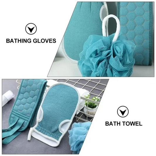 High Quality 3Pcs/Set Exfoliating Back Scrubber Soft Bathing Foaming Mesh Shower Accessories Body Clean Mitts for Skin Care