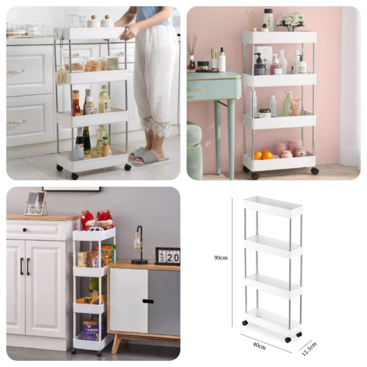 4 Tier Slim Trolley