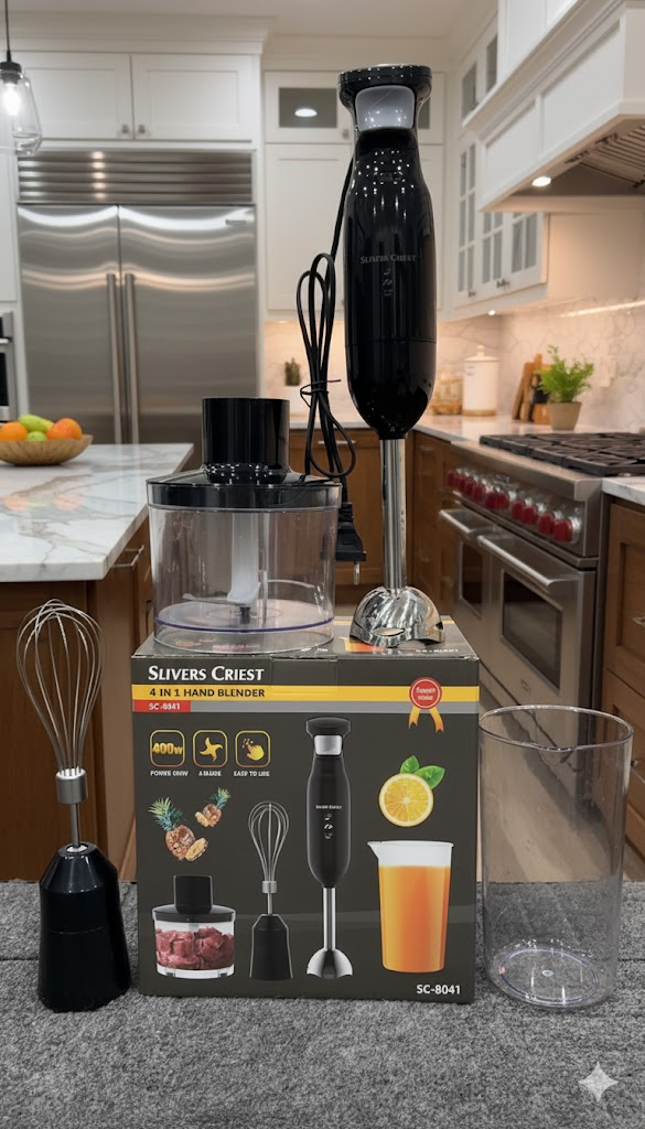 4 In 1 Multifunctional Hand Blender, Immersion Hand Blender, Stainless Steel Food Processor 700ml Mixing Cup 500ml Meat Grinding Bowl US Plug 110V