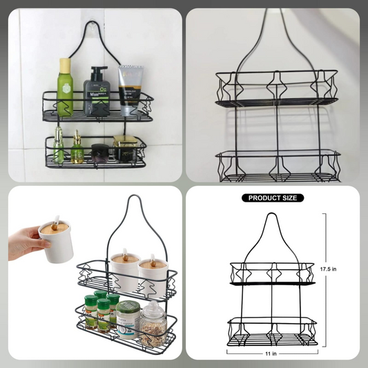 Hanging Shower Caddy Over Showerhead with Hooks Bathroom Shower Organizer Storage Rac
