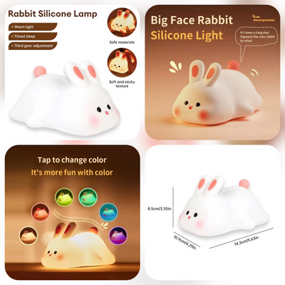 LED Home-appliance Children's Baby Lamp Night Light Lamps Room Decor Cute Rabbit Silicone Plastic USB Charging Timed Bedside
