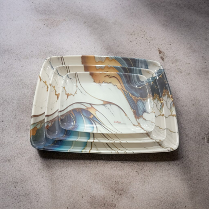 Beautiful serving tray set 3 pieces melamine 100% original quality Fine strong tray set (New Design)