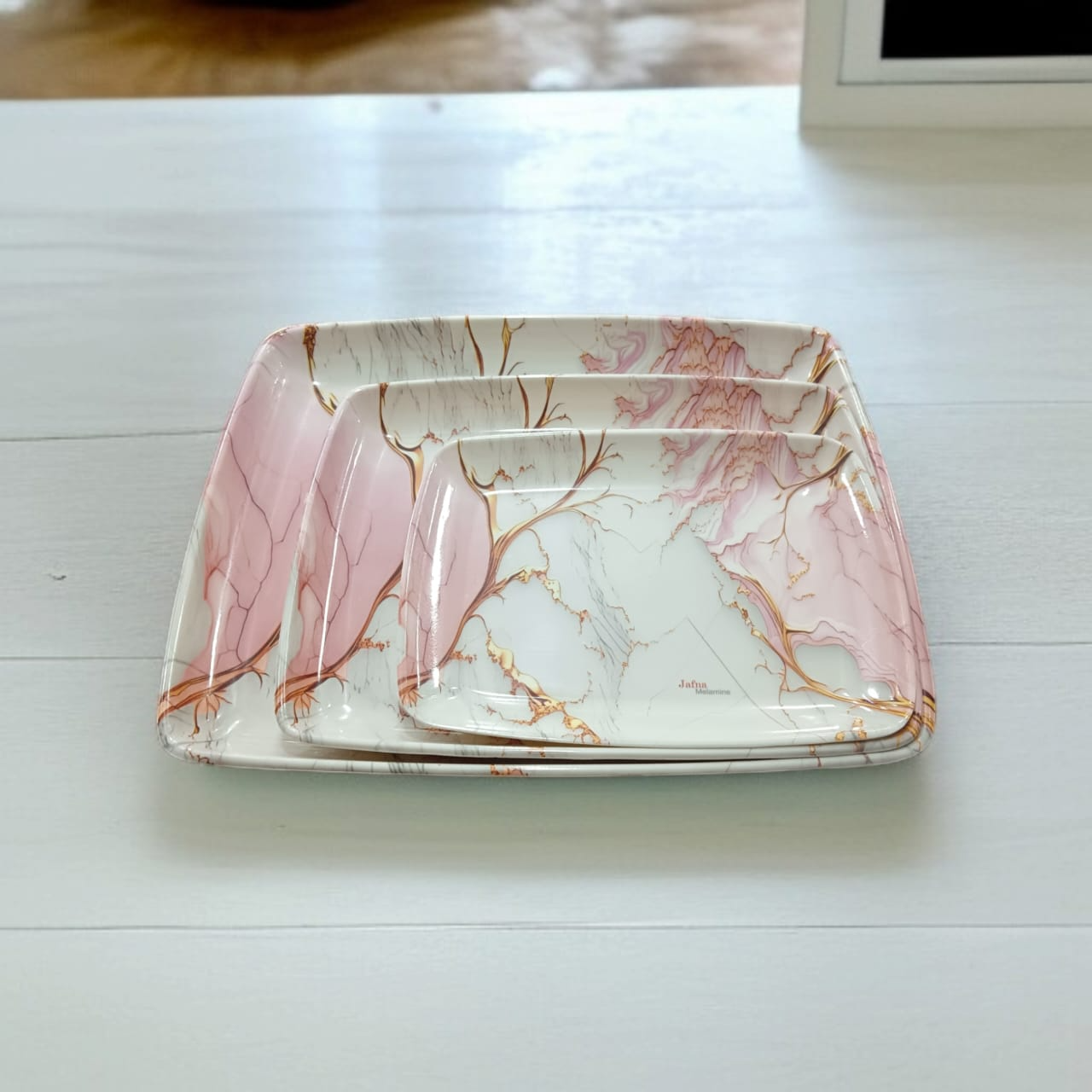 Beautiful serving tray set 3 pieces melamine 100% original quality Fine strong tray set (New Design)