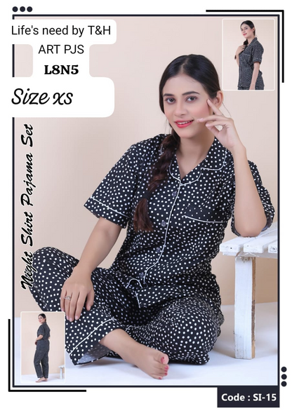 Women Night Suit Set Multicolor Floral Print, Animal Print