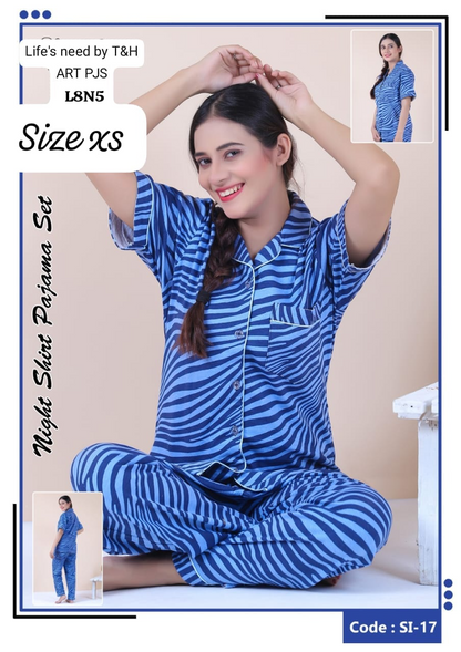 Women Night Suit Set Multicolor Floral Print, Animal Print