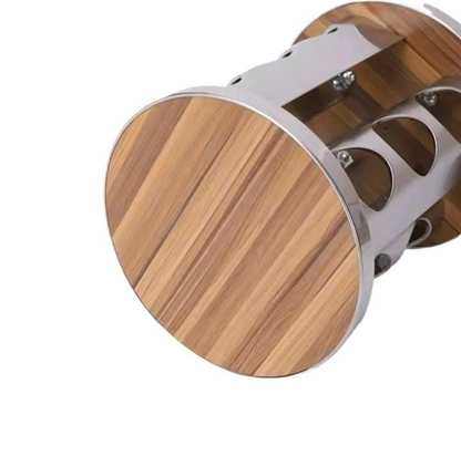 360• ROTATING CAROUSEL SPICES JAR SQUARE AND ROUND STEEL BODY WITH TOP AND BOTTOM BAMBOO WOOD