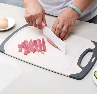 Cutting Boards for Kitchen, Plastic Chopping Board. Non-Slip Feet and Deep Drip Juice Groove, Easy Grip Handle, BPA Free, Non-Porous, Dishwasher Safe