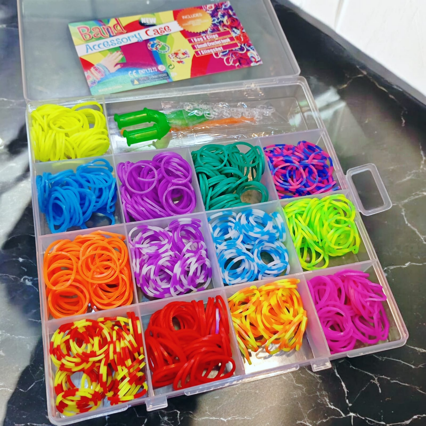 Rubber Rainbow Color DIY Loom Band Kit with 500 Colorful Rubber Bands,1- Piece Best Quality