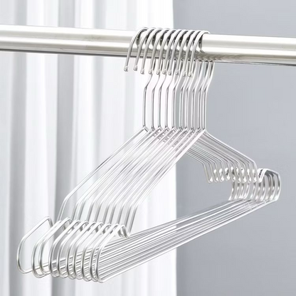 10pcs Gold Stainless Steel Coat Hangers, Metal Clothes Hangers for Adults.and Kids, Non-Slip Closet Organizer Shelf