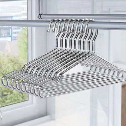 10pcs Gold Stainless Steel Coat Hangers, Metal Clothes Hangers for Adults.and Kids, Non-Slip Closet Organizer Shelf