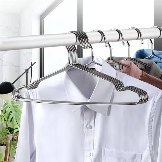 10pcs Gold Stainless Steel Coat Hangers, Metal Clothes Hangers for Adults.and Kids, Non-Slip Closet Organizer Shelf